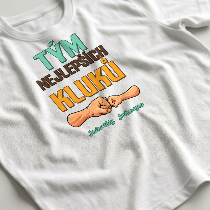 Tým nejlepších kluků - táta a syn se jmény - pánské tričko s potiskem - personalizovaný produkt