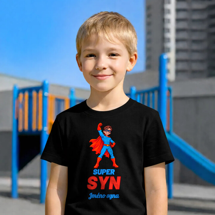 Super syn se jménem - superhrdina - dětské tričko s potiskem - personalizovaný produkt