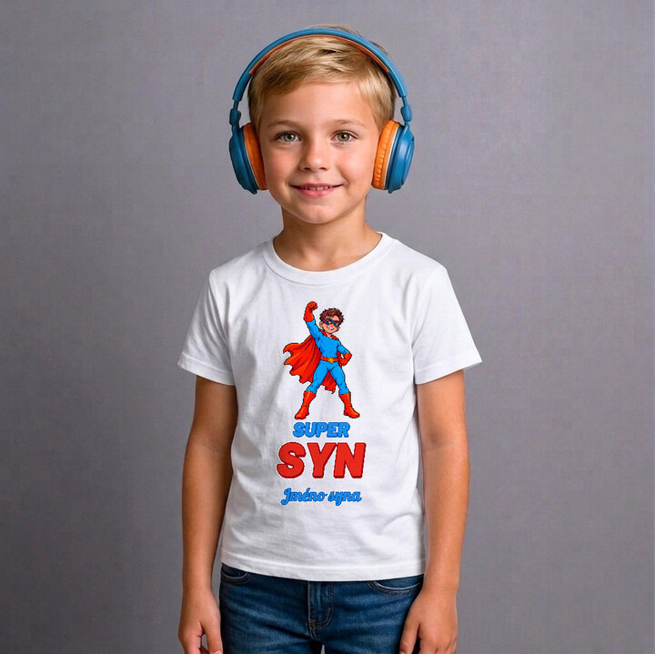 Super syn se jménem - superhrdina - dětské tričko s potiskem - personalizovaný produkt