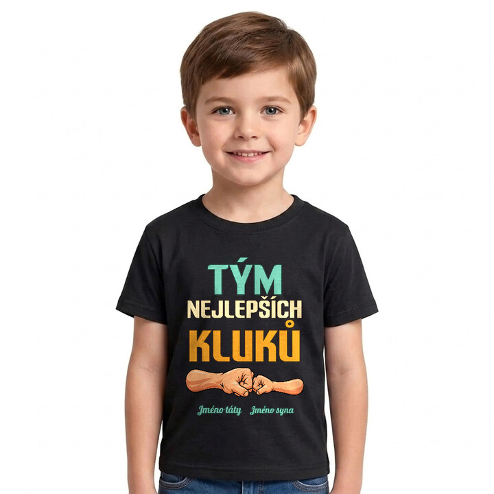 Set pro tátu a syna - Tým nejlepších kluků se jmény - trička s potiskem - personalizovaný produkt