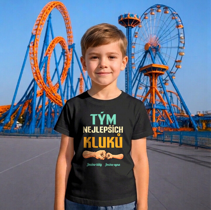 Set pro tátu a syna - Tým nejlepších kluků se jmény - trička s potiskem - personalizovaný produkt