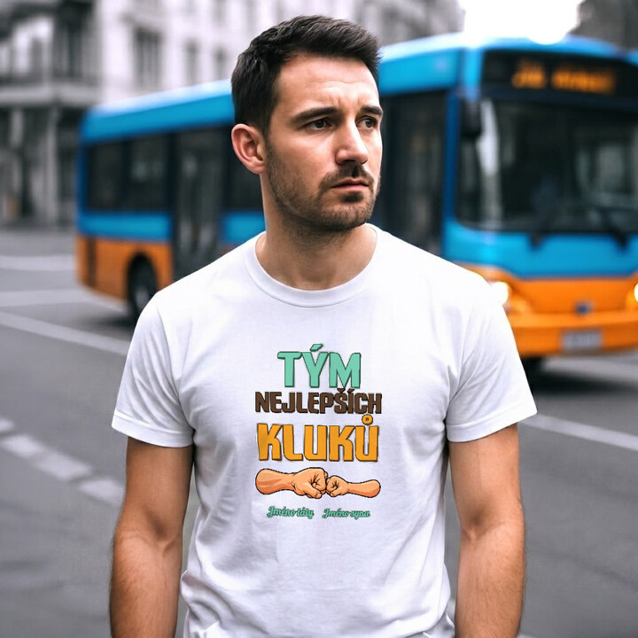 Set pro tátu a syna - Tým nejlepších kluků se jmény - trička s potiskem - personalizovaný produkt