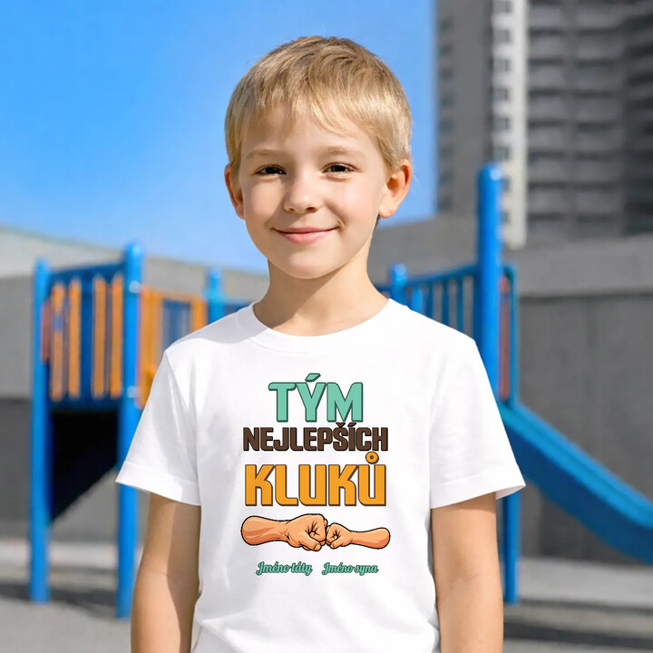 Set pro tátu a syna - Tým nejlepších kluků se jmény - trička s potiskem - personalizovaný produkt