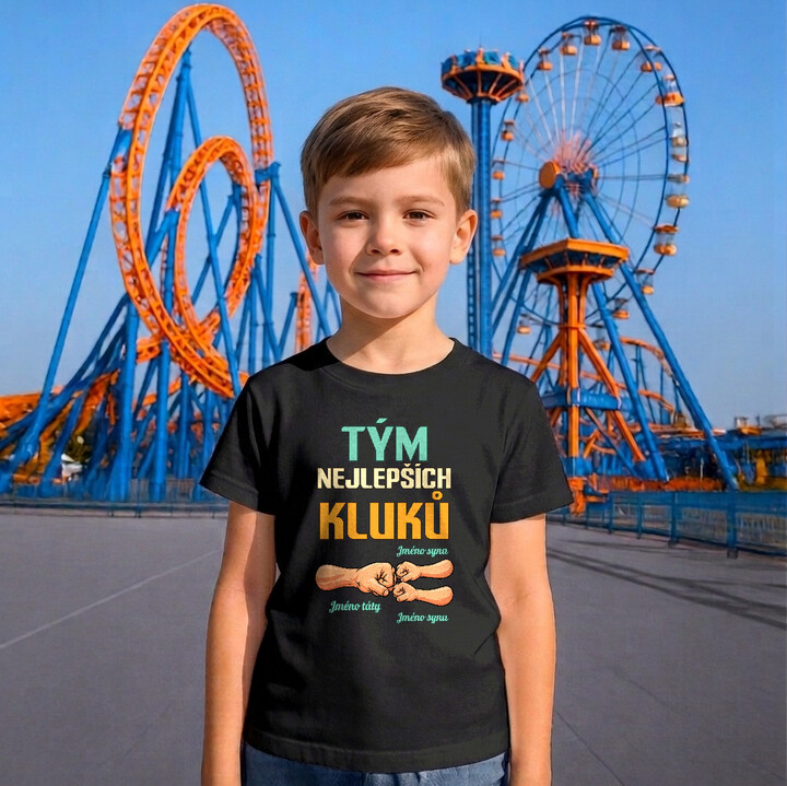 Set pro tátu a dva syny - Tým nejlepších kluků se jmény - 3 trička s potiskem - personalizovaný produkt