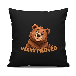 Velký medvěd - černý polštář s potiskem