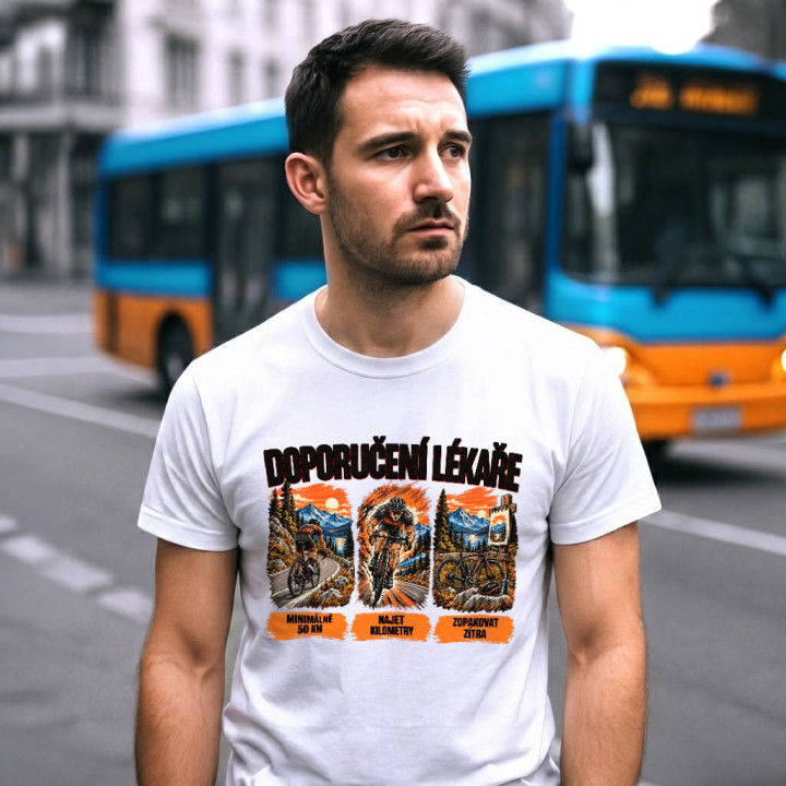Doporučení lékaře pro cyklisty - pánské tričko s potiskem