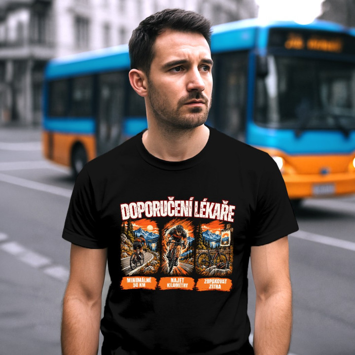 Doporučení lékaře pro cyklisty - pánské tričko s potiskem