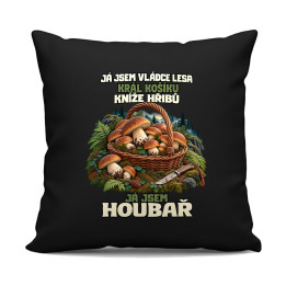 Já jsem houbař - černý polštář s potiskem