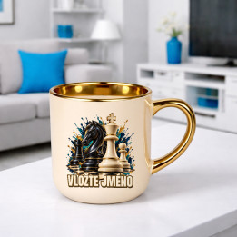 Šachy (jméno) - jezdec, král a pěšec - elegantní hrnek na dárek - personalizovaný produkt
