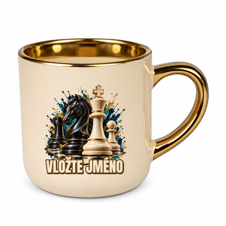 Šachy (jméno) - jezdec, král a pěšec - elegantní hrnek na dárek - personalizovaný produkt