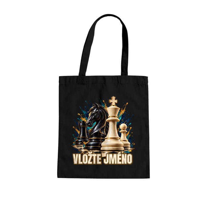 Šachy (jméno) - jezdec, král a pěšec - taška s potiskem - personalizovaný produkt