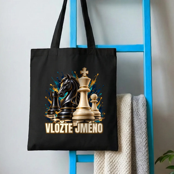 Šachy (jméno) - jezdec, král a pěšec - taška s potiskem - personalizovaný produkt