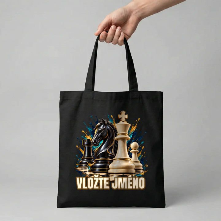 Šachy (jméno) - jezdec, král a pěšec - taška s potiskem - personalizovaný produkt