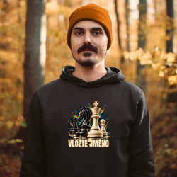 Šachy (jméno) - jezdec, král a pěšec - pánská mikina s potiskem - personalizovaný produkt