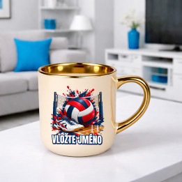 Volejbal (jméno) - míč, síť a boty - elegantní hrnek na dárek - personalizovaný produkt