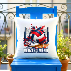 Volejbal (jméno) - míč, síť a boty - polštář s potiskem - personalizovaný produkt