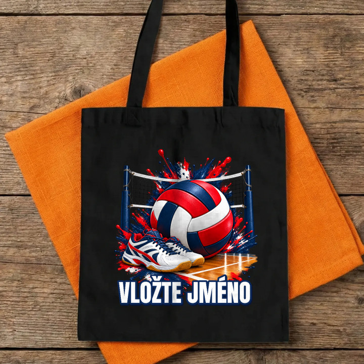 Volejbal (jméno) - míč, síť a boty - taška s potiskem - personalizovaný produkt