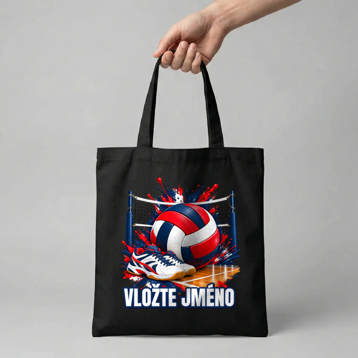 Volejbal (jméno) - míč, síť a boty - taška s potiskem - personalizovaný produkt