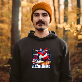 Volejbal (jméno) - míč, síť a boty - pánská mikina s potiskem - personalizovaný produkt
