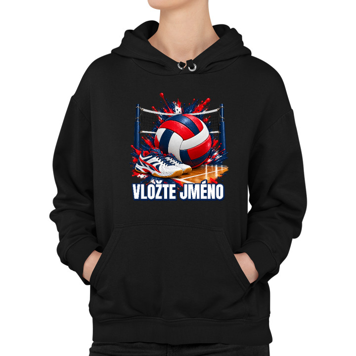 Volejbal (jméno) - míč, síť a boty - dámská mikina s potiskem - personalizovaný produkt