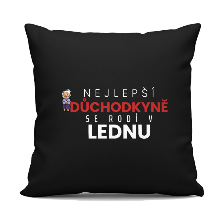 Nejlepší důchodkyně se rodí v lednu - černý polštář s potiskem
