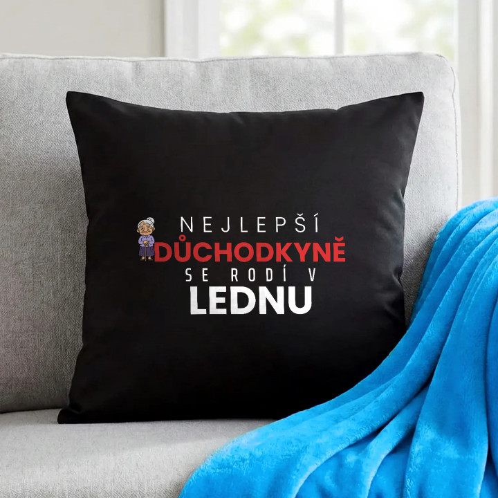 Nejlepší důchodkyně se rodí v lednu - černý polštář s potiskem