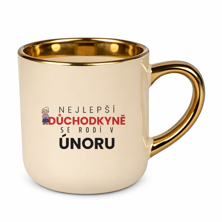 Nejlepší důchodkyně se rodí v únoru - elegantní hrnek na dárek