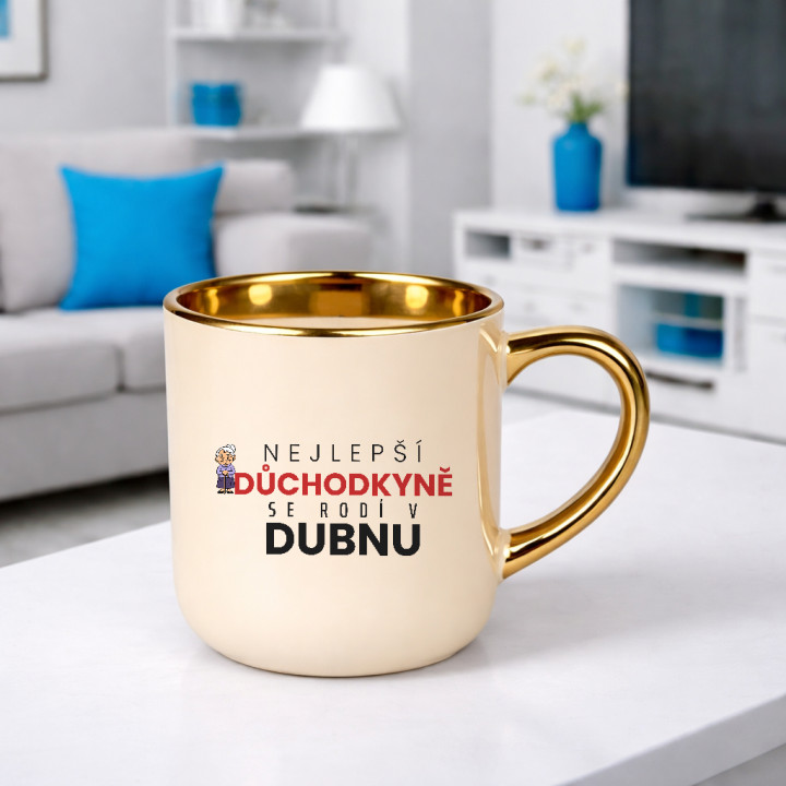 Nejlepší důchodkyně se rodí v dubnu - elegantní hrnek na dárek
