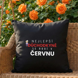 Nejlepší důchodkyně se rodí v červnu - černý polštář s potiskem