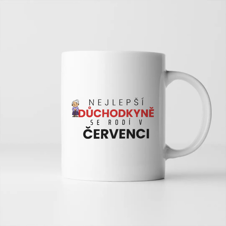 Nejlepší důchodkyně se rodí v červenci - hrnek s potiskem