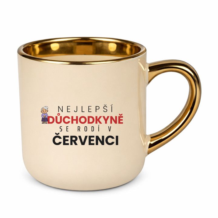 Nejlepší důchodkyně se rodí v červenci - elegantní hrnek na dárek