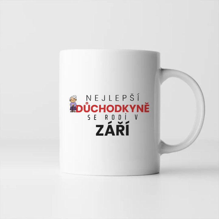 Nejlepší důchodkyně se rodí v září - hrnek s potiskem