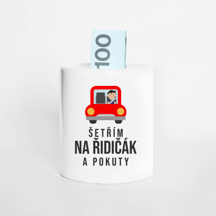Šetřím na řidičák a pokuty - prasátko s potiskem
