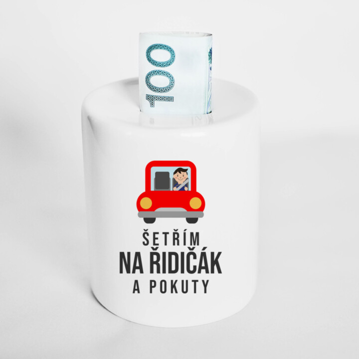Šetřím na řidičák a pokuty - prasátko s potiskem