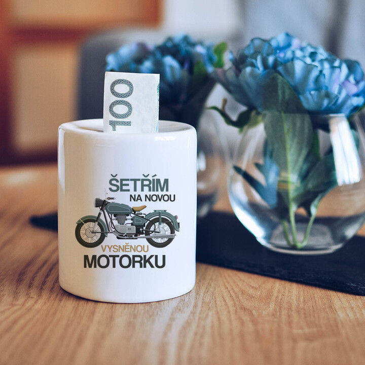 Šetřím na novou vysněnou motorku  - prasátko s potiskem