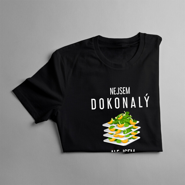Nejsem dokonalý, ale jsem číšník a to je téměř to stejné - pánské tričko s potiskem