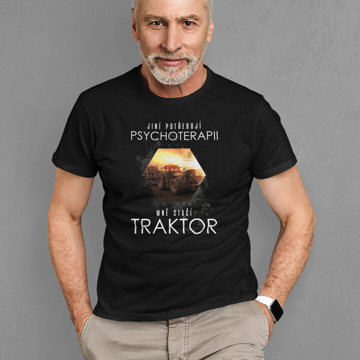 Jiní potřebují psychoterapii, mně stačí traktor - pánské tričko s potiskem