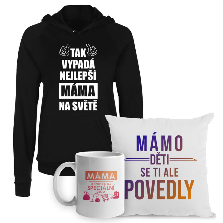 Komplet pro mámu - mikina, polštář a hrnek s potiskem