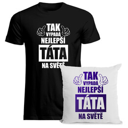 Komplet pro tátu - Tak vypadá nejlepší táta na světě - tričko a polštář s potiskem