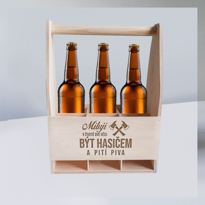 Miluji v životě dvě věci: být hasičem a pití piva - přepravka s gravírováním