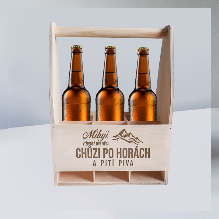 Miluji v životě dvě věci: chůzi po horách a pití piva - přepravka s gravírováním