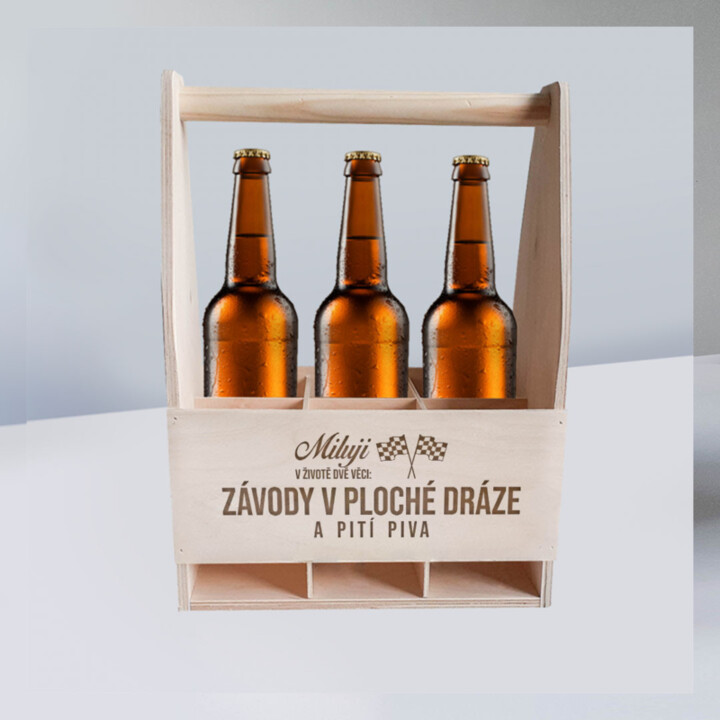 Miluji v životě dvě věci: závody v ploché dráze a pití piva - přepravka s gravírováním