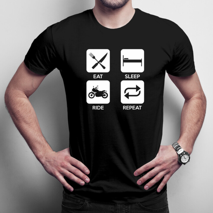 Eat sleep ride repeat - pánské tričko s potiskem