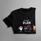 Dnešní plán: káva, motorka, pivo - pánské tričko s potiskem