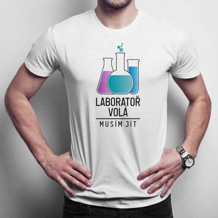 Laboratoř volá, musím jít - pánské tričko s potiskem