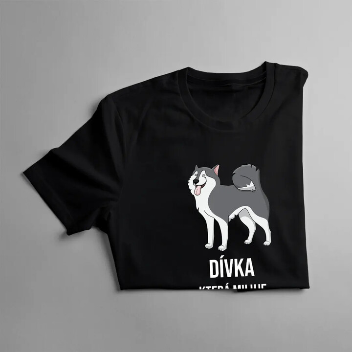 Dívka, která miluje pejsky - dámská trička s potiskem