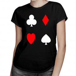Poker - kříže, piky, kára, srdce - dámské tričko s potiskem
