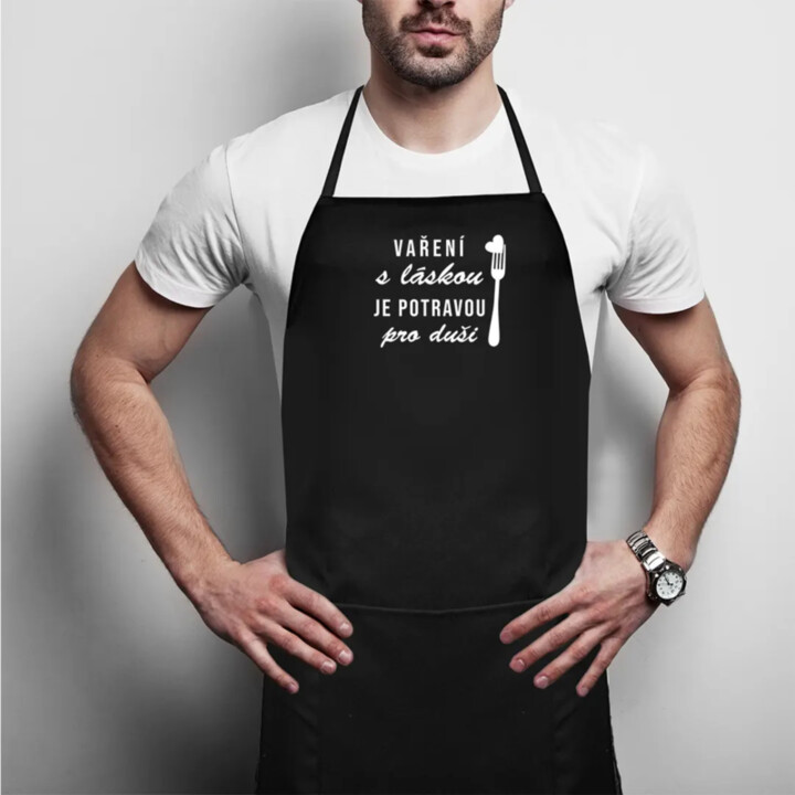 Vaření s láskou je potravou pro duši - zástěra