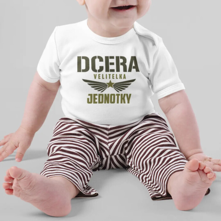 Dcera velitelka jednotky - dětské body s potiskem
