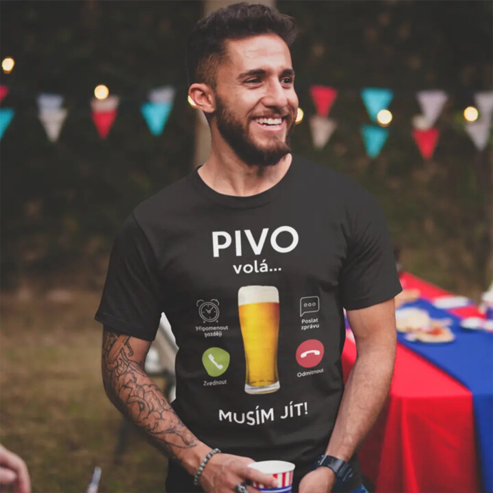 Pivo volá, musím jít - pánské tričko s potiskem